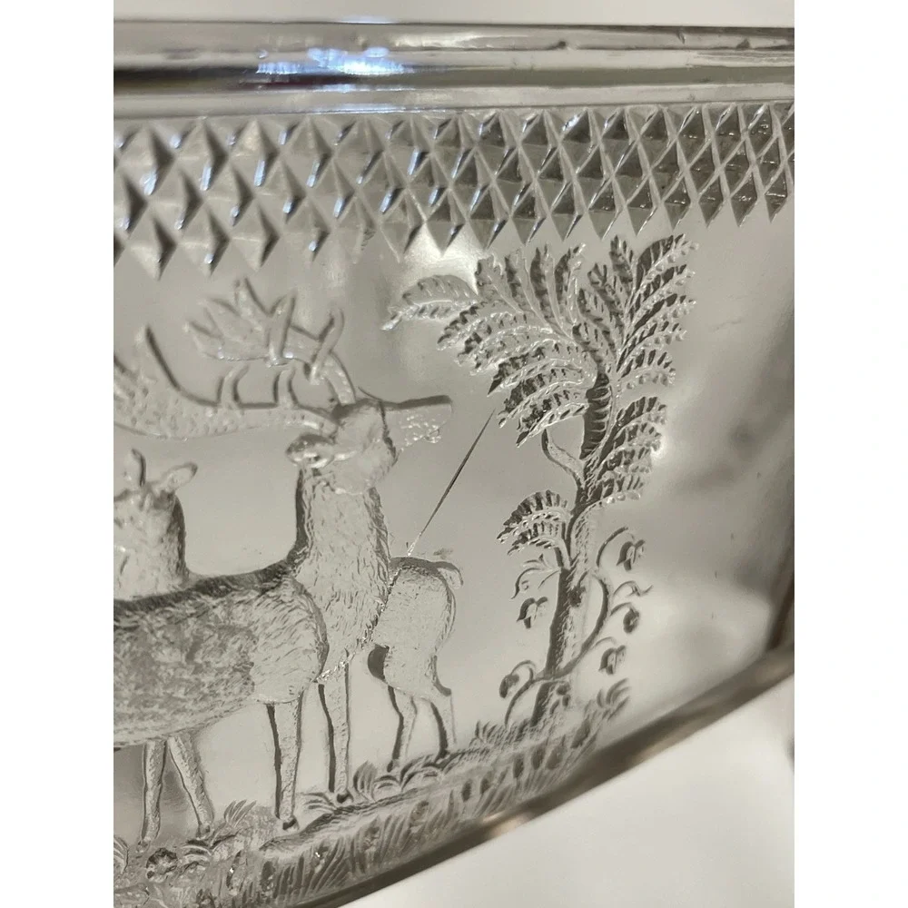 EAPG 1884 McKee & Bros Band Diamond Deer & Doe Deer & Pine Tree Compote